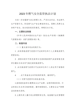 2023年燃气安全监管执法计划.docx