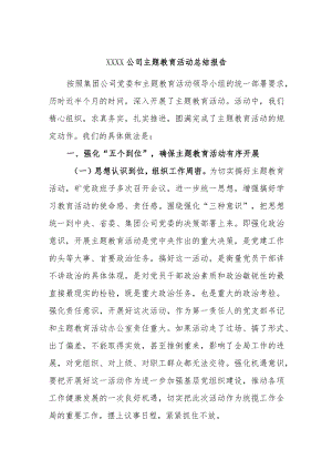 XXXX公司主题教育活动总结报告.docx