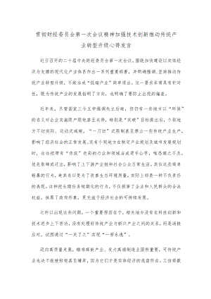 贯彻财经委员会第一次会议精神加强技术创新推动传统产业转型升级心得发言.docx