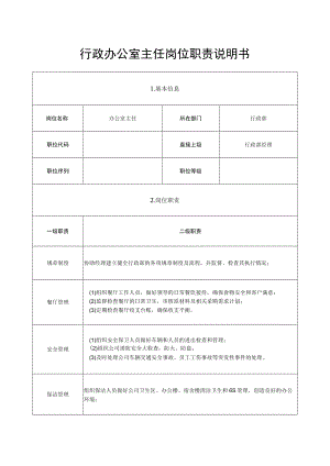 行政办公室主任岗位职责说明书.docx