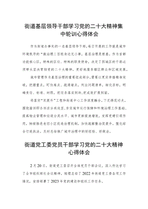 街道基层领导干部学习党的二十大精神集中轮训心得体会范文(3篇).docx