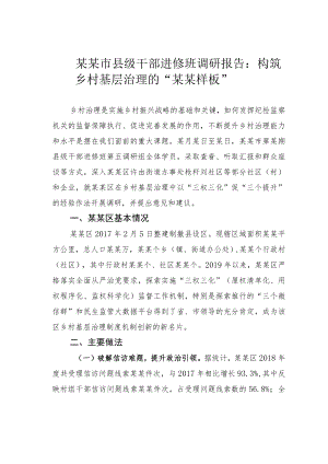 某某市县级干部进修班调研报告：构筑乡村基层治理的“某某样板”.docx