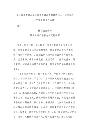 纪检监察干部在纪检监察干部教育整顿研讨会上的学习研讨发言提纲(共二篇).docx