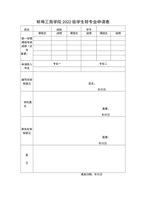 蚌埠工商学院2022级学生转专业申请表.docx