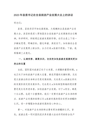 2023年县委书记在全县旅游产业发展大会上的讲话.docx