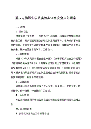 重庆电信职业学院实验实训室安全应急预案.docx