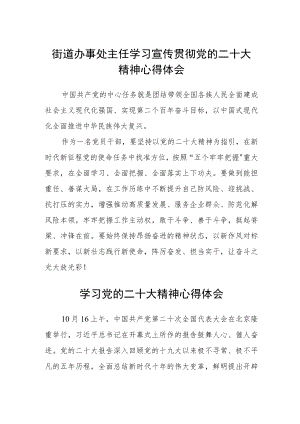 街道办事处主任学习宣传贯彻党的二十大精神心得体会范文(3篇).docx