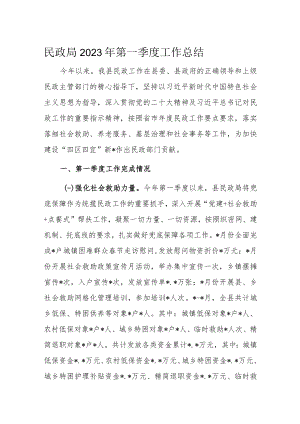 民政局2023年第一季度工作总结.docx