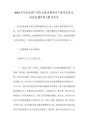 2023年纪检监察干部队伍教育整顿学习教育阶段总结报告【两篇文】供参考.docx