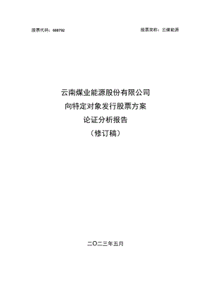 云南煤业能源股份有限公司向特定对象发行股票方案论证分析报告.docx