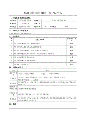 综合楼管理岗（B岗）岗位说明书.docx