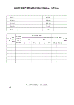土的室内回弹模量试验记录表(承载板法、强度仪法).docx
