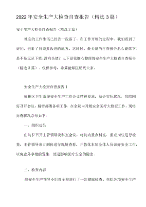2022年安全生产大检查自查报告(精选3篇).docx