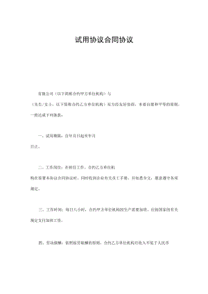 办公文档范本试用合同.docx