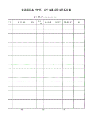 水泥混凝土（砂浆）试件抗压试验结果汇总表.docx