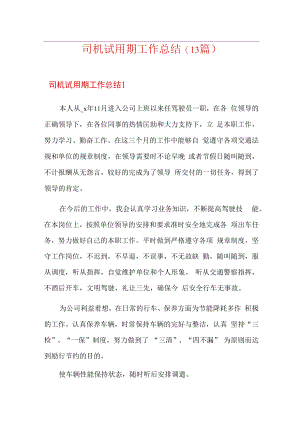 司机试用期工作总结(13篇).docx