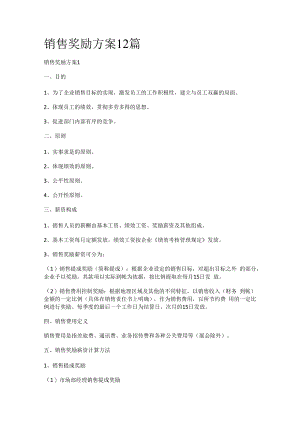 销售奖励实施方案12篇.docx