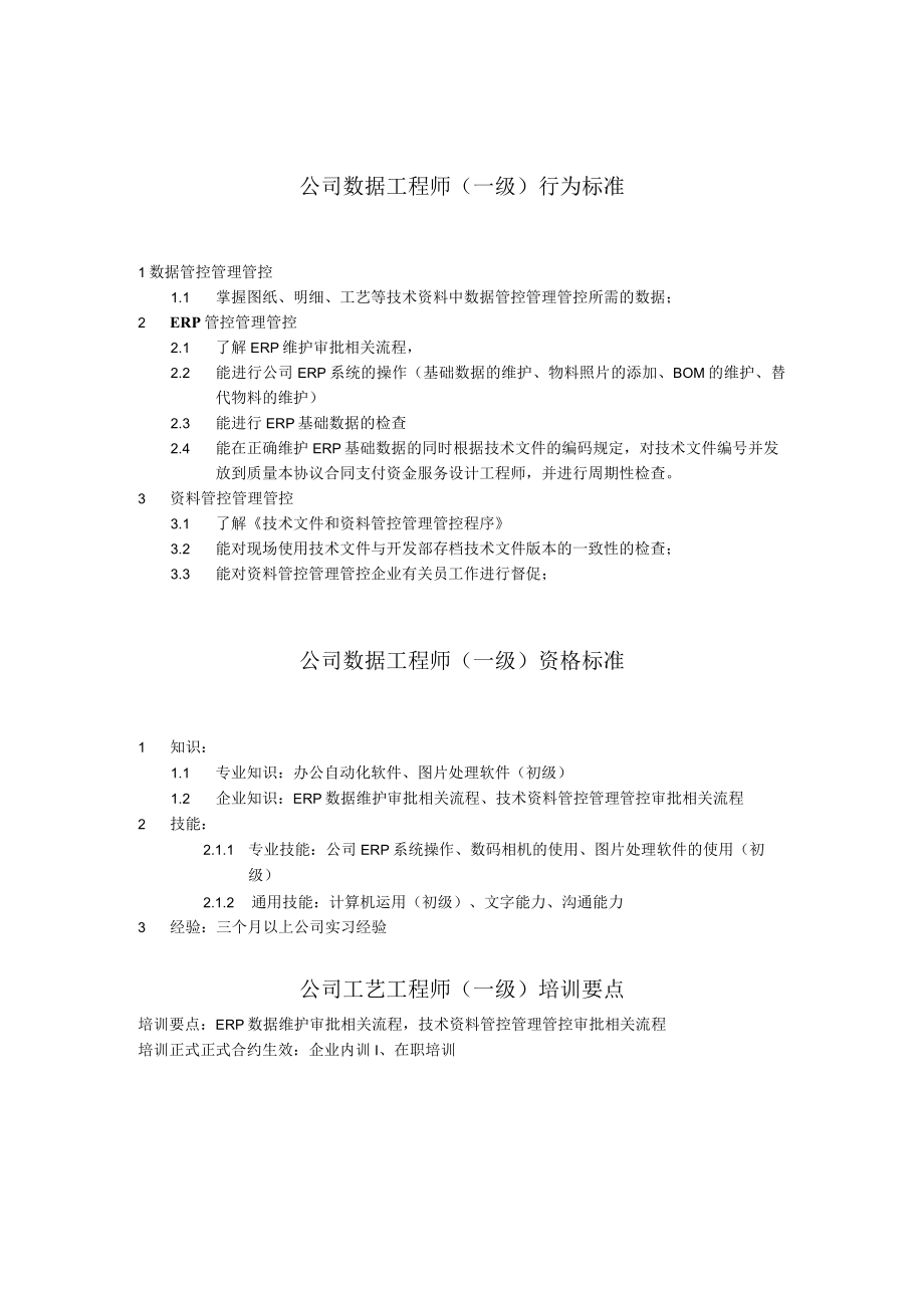 办公文档范本数据工程师任职资格.docx_第1页