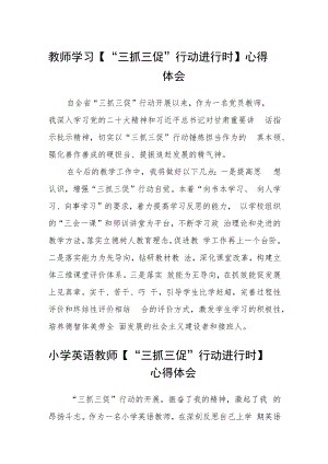 教师学习【“三抓三促”行动进行时】心得体会合篇【三篇】.docx