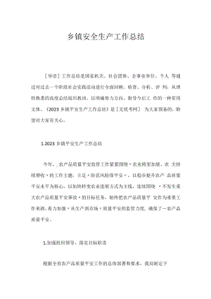 乡镇安全生产工作总结.docx