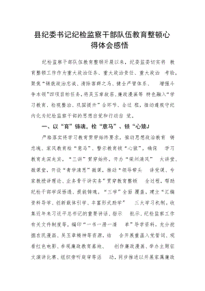 县纪委书记纪检监察干部队伍教育整顿心得体会感悟.docx
