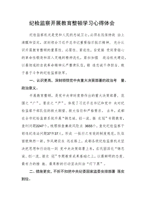 纪检监察开展教育整顿学习心得体会.docx