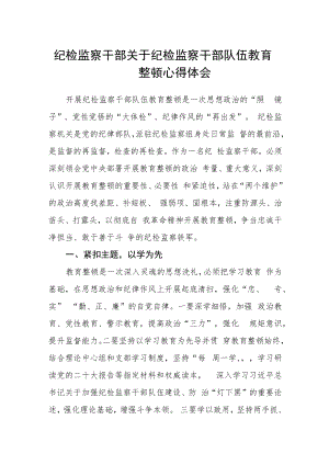 纪检监察干部关于纪检监察干部队伍教育整顿心得体会.docx
