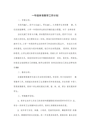 一年级体育教学工作计划.docx
