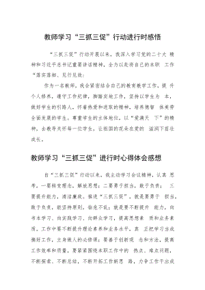 教师学习“三抓三促”行动进行时感悟合篇【三篇】.docx
