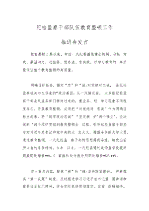 纪检监察干部队伍教育整顿工作推进会发言.docx