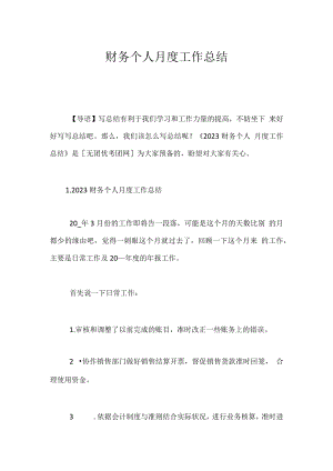 财务个人月度工作总结.docx