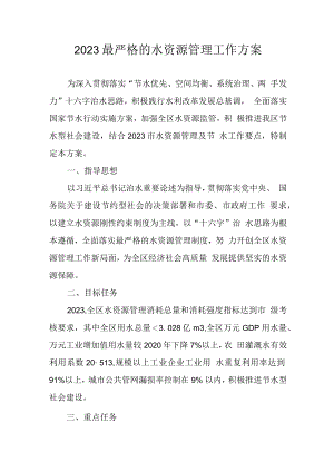 2023最严格的水资源管理工作方案.docx