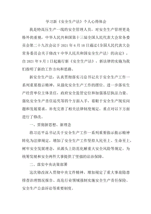 国企安全管理部员工学习新安全生产法心得体会 （合计6份）.docx