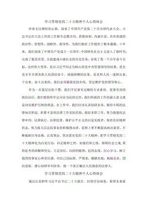 法院行政人员《学习宣传贯彻党的二十大精神》个人心得体会 合计5份.docx