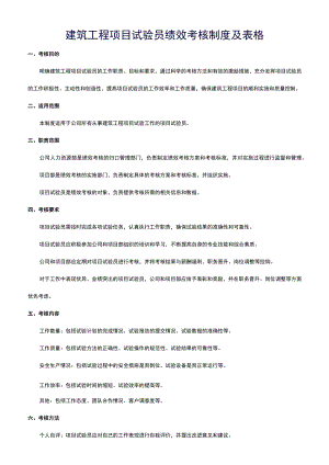 建筑工程项目试验员绩效考核制度及表格.docx