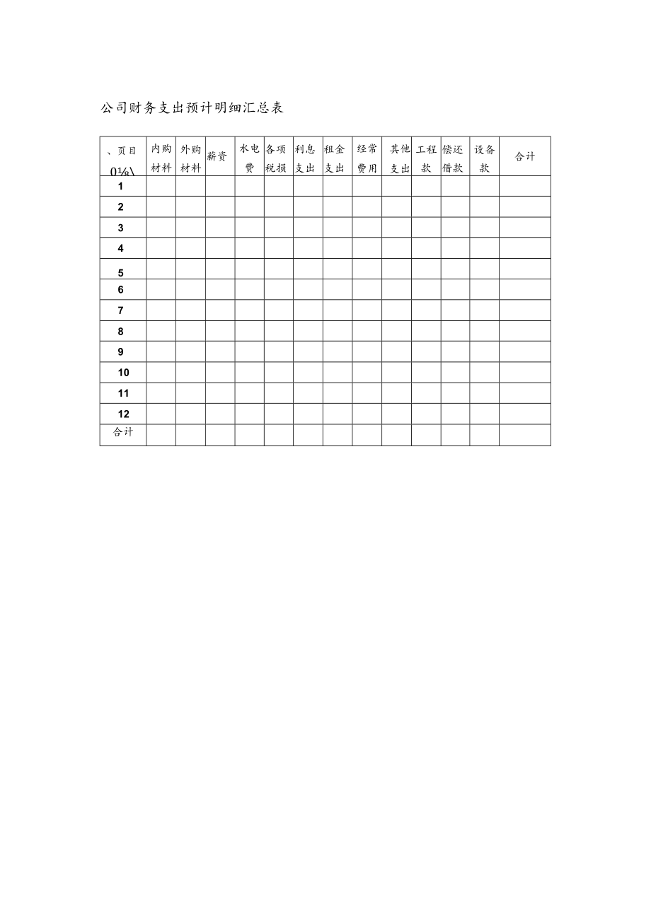 公司财务支出预计明细汇总表.docx_第1页