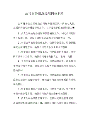公司财务副总经理岗位职责.docx