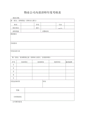物业公司内部讲师年度考核表.docx