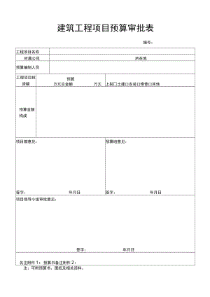 建筑工程项目预算审批表.docx