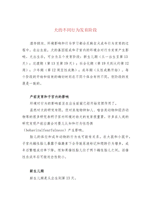 犬的不同行为发育阶段.docx