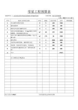 零星工程预算表.docx