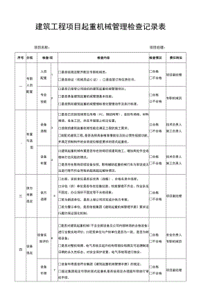 建筑工程项目起重机械管理检查记录表.docx