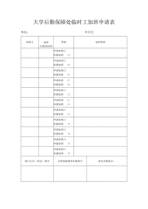 大学后勤保障处临时工加班申请表.docx