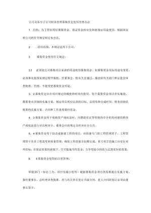 公司及各分子公司财务管理募集资金使用管理办法.docx