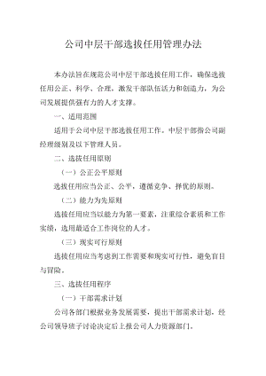 公司中层干部选拔任用管理办法.docx