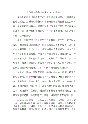 国企安全监督员学习新安全生产法个人心得体会 （合计7份）.docx