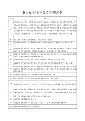 餐饮公司食堂承包经营保证条款.docx