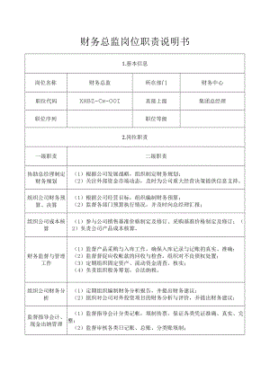 财务总监岗位职责说明书.docx