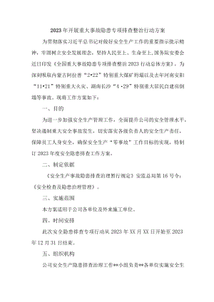 国企单位2023年开展重大事故隐患专项排查整治行动实施方案（汇编8份）.docx