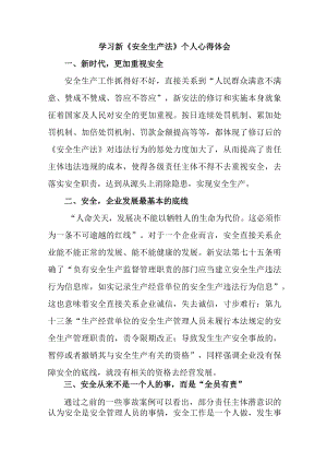 安全监督员学习新《安全生产法》个人心得体会 （合计4份）.docx